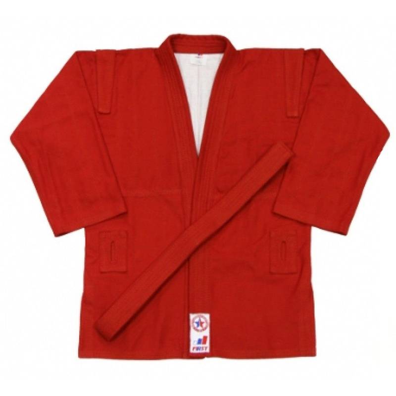 Куртка для самбо «019» облегченная, пл: 370г.м2, цв: красный, р: 38-145