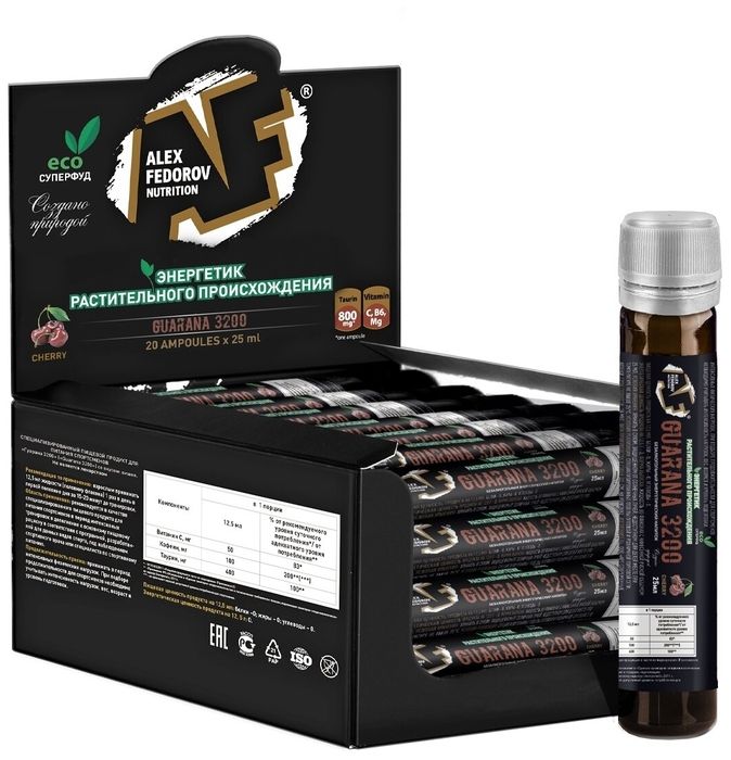 Энергетик жидкий «Guarana 3200» вишня, 25 мл.