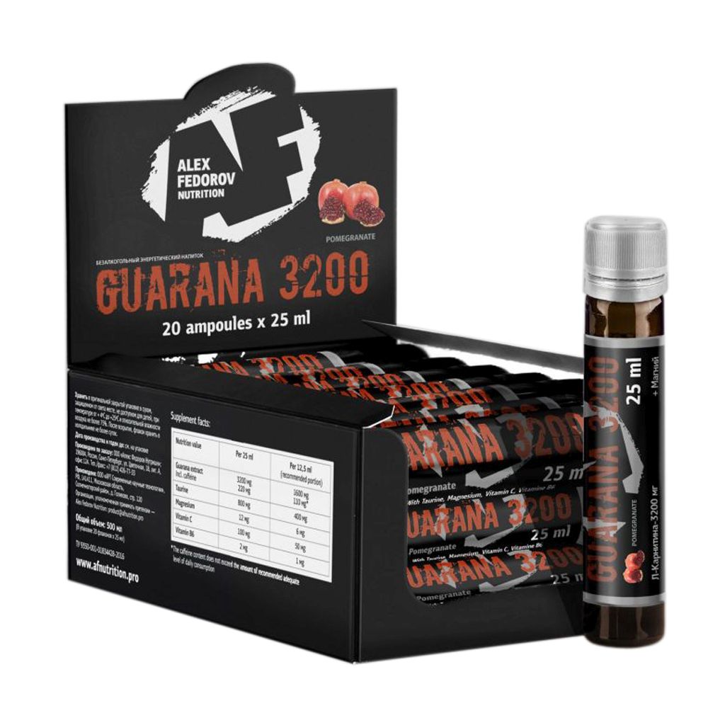 Энергетик жидкий «Guarana 3200» гранат, 25 мл.