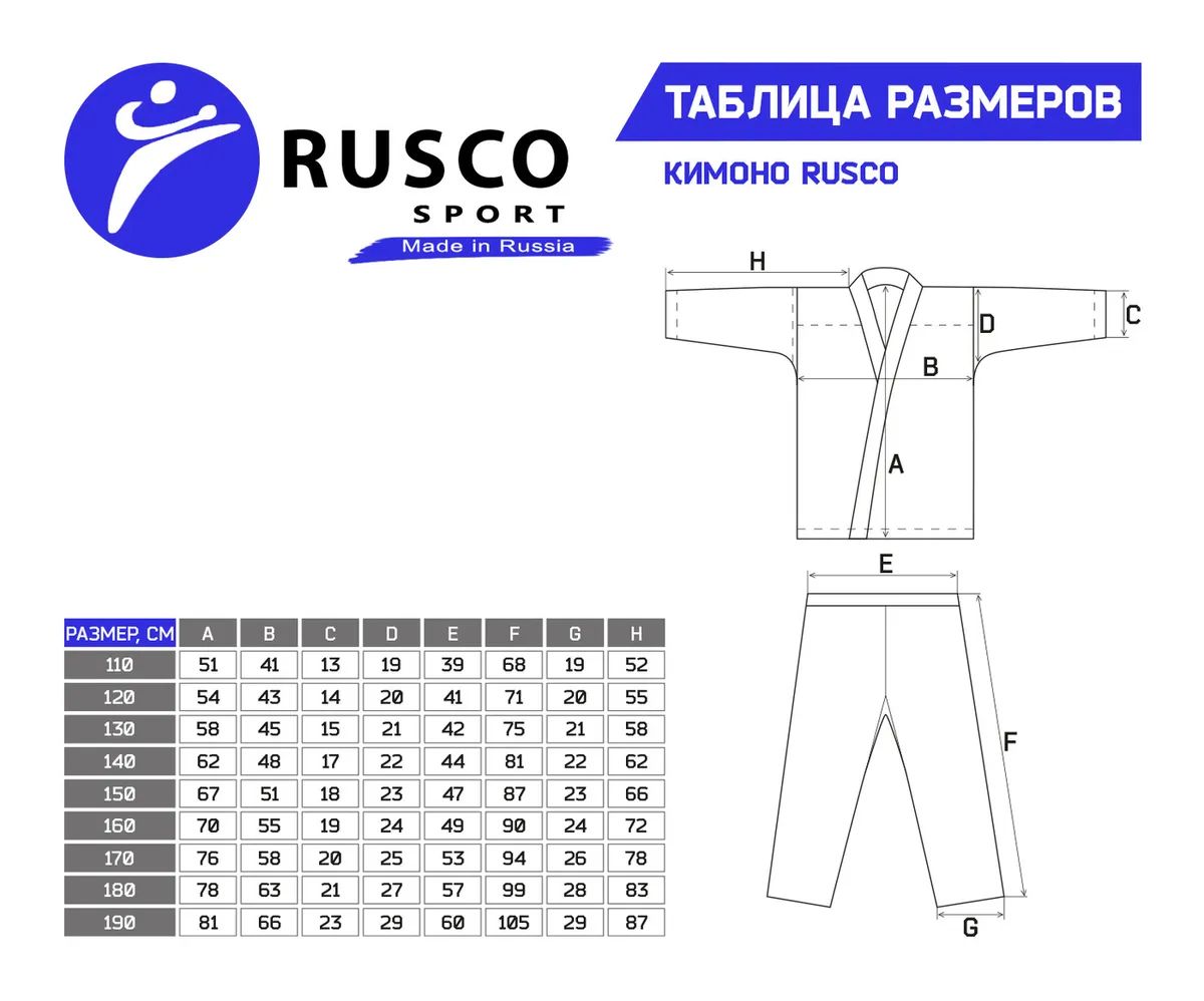 Размеры кимоно. Кимоно Rusco Sport. Rusco Sport кимоно для карате Размерная сетка. Кимоно Karate White р-р 170. Кимоно для рукопашного боя Rusco Classic.